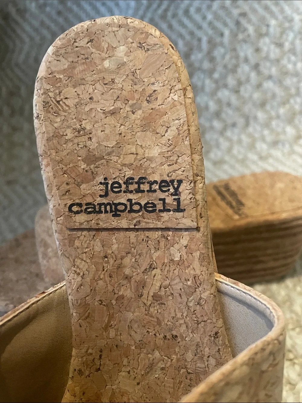 Jeffrey Campbell RARE Cork Platform Slide Sandals - Natural